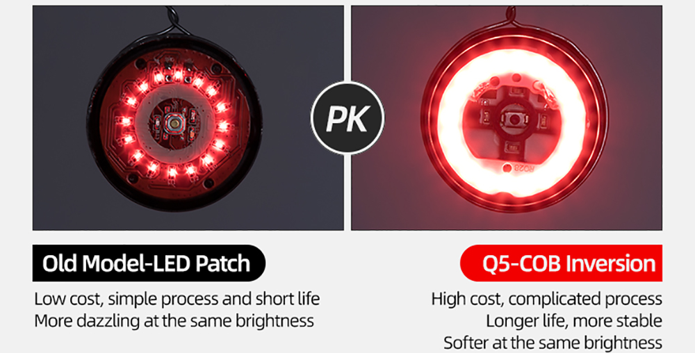 ROCKBROS Q5 Bike Light Smart Sensor LED Light IPX6 Waterproof 4 Flash Modes Taillight - Double Bracket