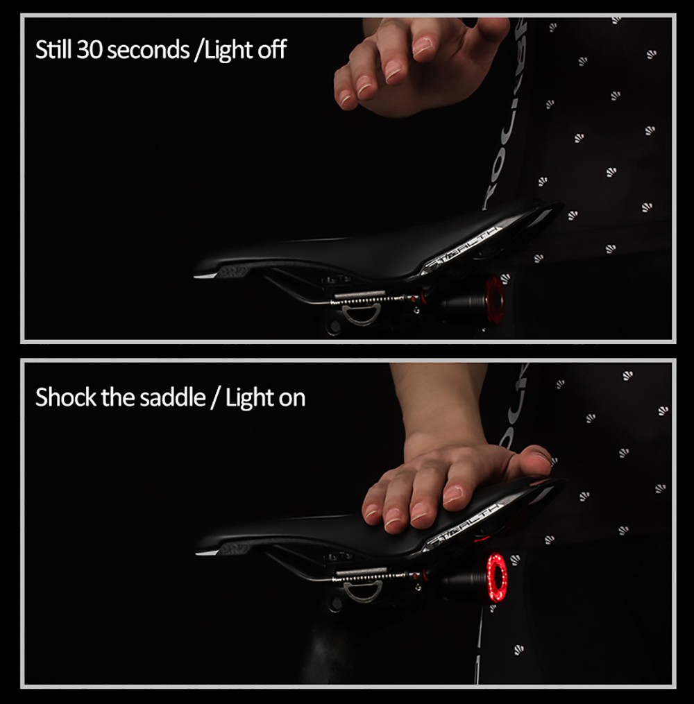 ROCKBROS Q5 Bike Light Smart Sensor LED Light IPX6 Waterproof 4 Flash Modes Taillight - Saddle Bracket