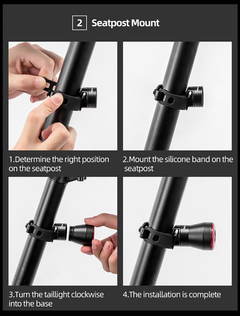 ROCKBROS Q5 Bike Light Smart Sensor LED Light IPX6 Waterproof 4 Flash Modes Taillight - Seat Post 23 ROCKBROS Q5 Bike Light Smart Sensor LED Light IPX6 Waterproof 4 Flash Modes Taillight - Seat Post