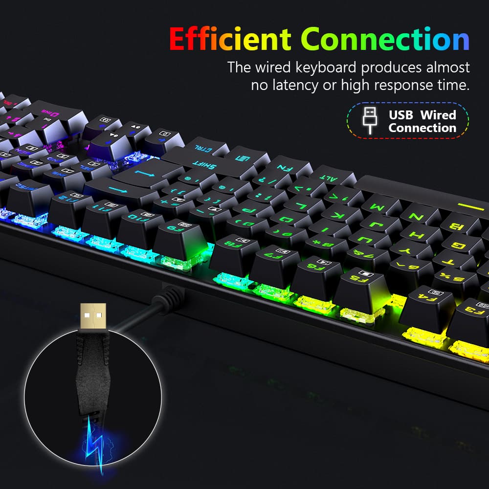 Redragon 105key K565-RGB Mechanical Keyboard RGB Backlight UK Layout Aluminum Base Red Switch - Black