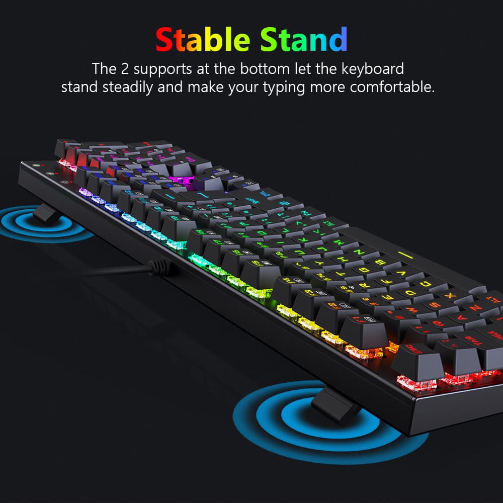 Redragon 105key K565-RGB Mechanical Keyboard RGB Backlight UK Layout Aluminum Base Red Switch - Black
