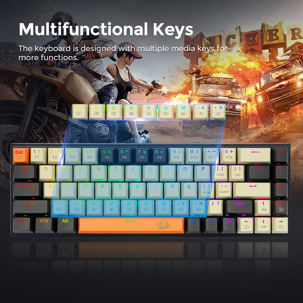 Redragon K633CGO-RGB Ryze 68 keys Compact Mechanical Gaming keyboard  RGB Backlight Red Switch - Black