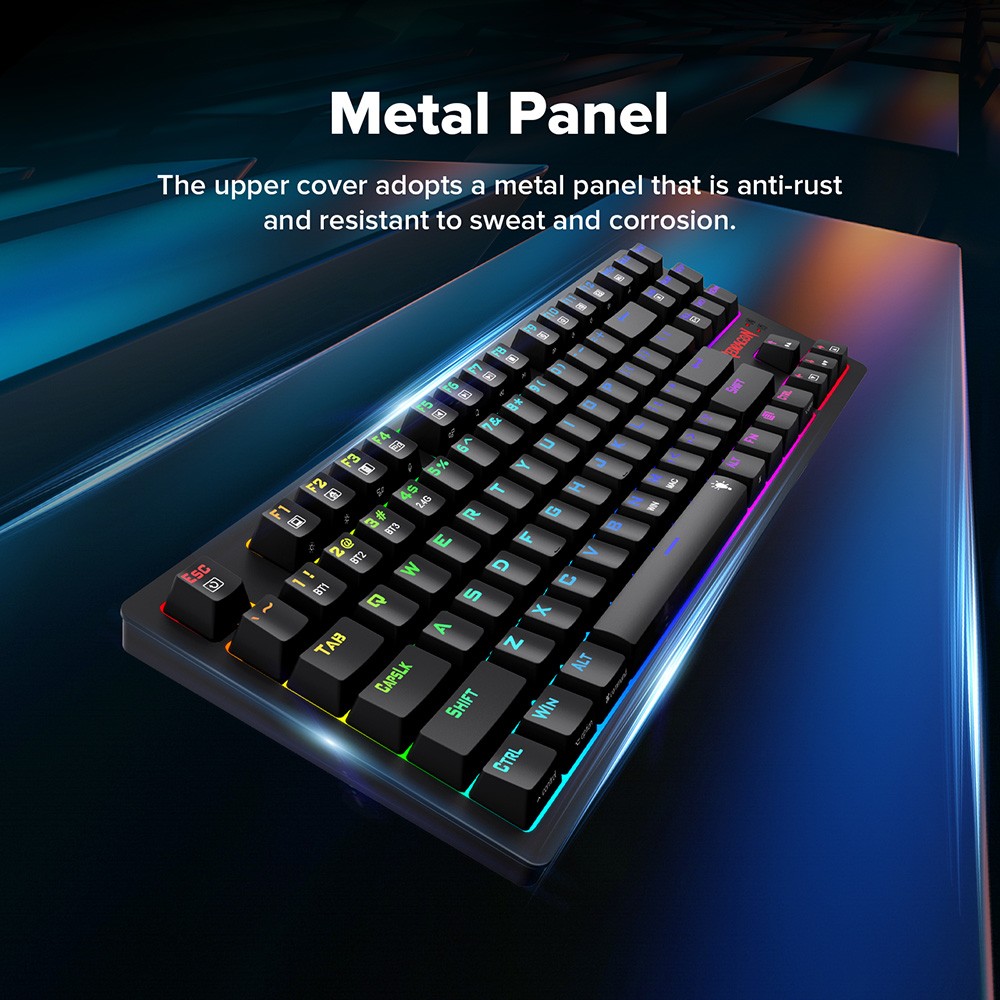 Redragon K598P-KBS RGB TKL Wireless Mechanical Keyboard Bluetooth/2.4Ghz/Wired Tri-Mode Blue Switch for Win/Mac - Black