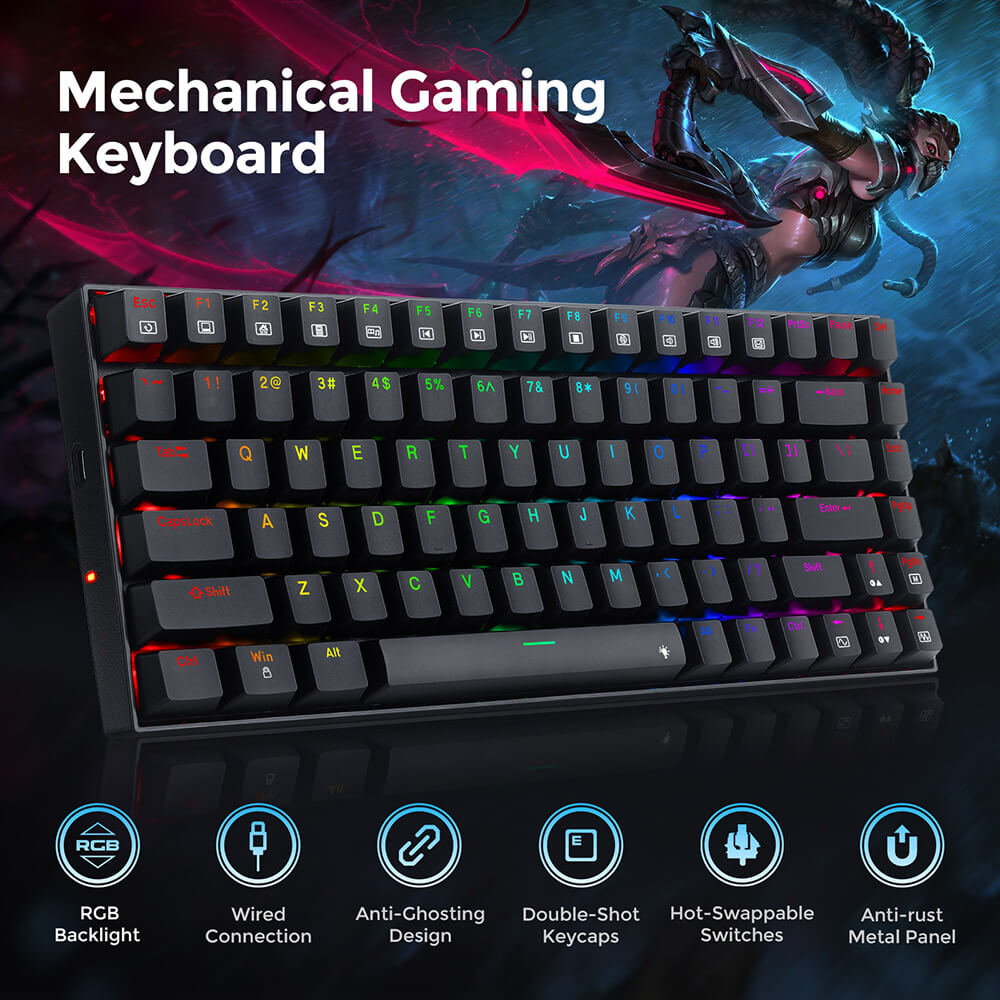 Redragon K629-RGB Phantom RGB  Backlight Mechanical Gaming keyboard 84 keys Red Switch - Black