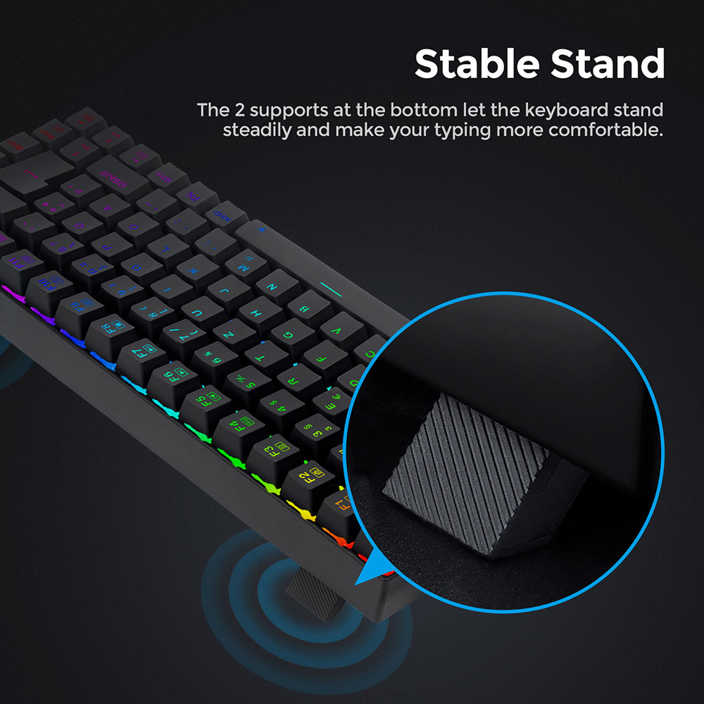 Redragon K629-RGB 75% RGB Backlight Mechanical Gaming Keyboard 84 Keys Red Switch DE Layout- Black