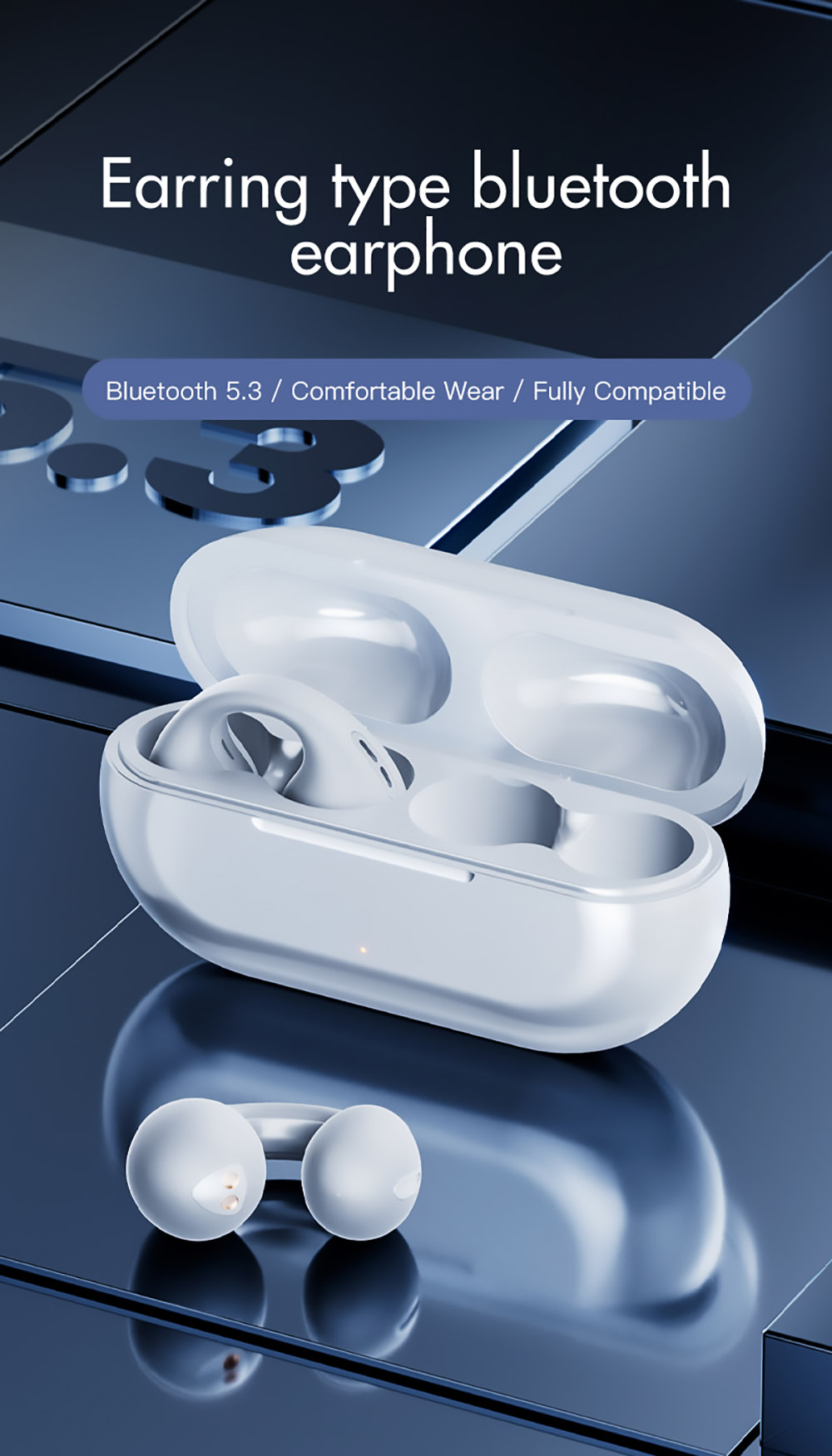 S29 New Cochlear Bluetooth 5.3 Wireless TWS Earbuds Hi-Fi Bass Stereo Sports Waterproof Noise Cancelling Headphone White