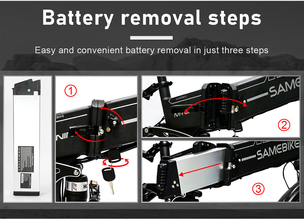 SAMEBIKE LO26-II Faltbares Mountainbike mit 750 W Motor, 48 V, 10 Ah Akku, 60–80 km Reichweite, 25 km/h Höchstgeschwindigkeit – Schwarz