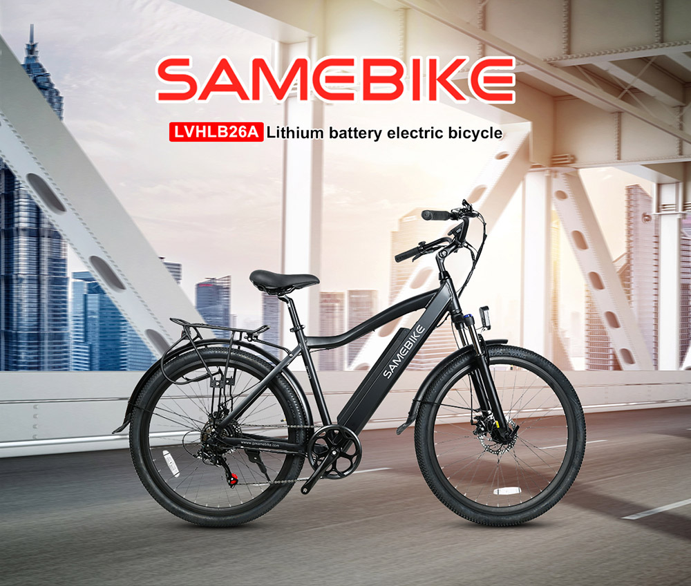 SAMEBIKE LVHLB26A E-bike 27.5'' Mountain Bike 36V 250W Motor 10.4Ah Removable Battery 40-80 km Range 20mph Max Speed