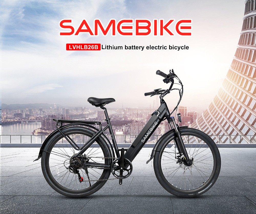 SAMEBIKE LVHLB26B E-bike 27.5'' Mountain Bike 36V 250W Motor 10.4Ah Removable Battery 40-80 km Range 20mph Max Speed