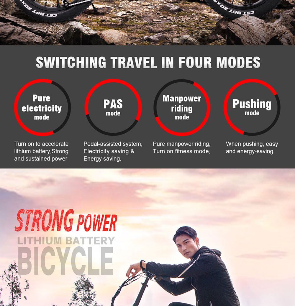 SAMEBIKE XWLX09 20 Inches Fat Tire Electric Bike 500W Motor 25-35km/h Max Speed 80-90km Max Mileage Black