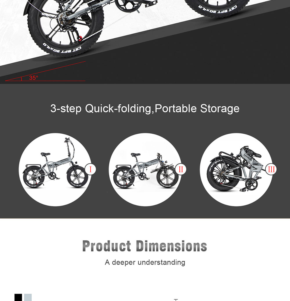 SAMEBIKE XWLX09 20 Inches Fat Tire Electric Bike 500W Motor 25-35km/h Max Speed 80-90km Max Mileage Black