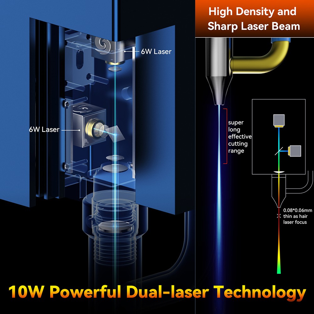 Découpeur de graveur laser SCULPFUN S30 Pro 10W, assistance pneumatique automatique, mise au point laser 0,06x0,08 mm, carte mère 32 bits, 410x400 mm