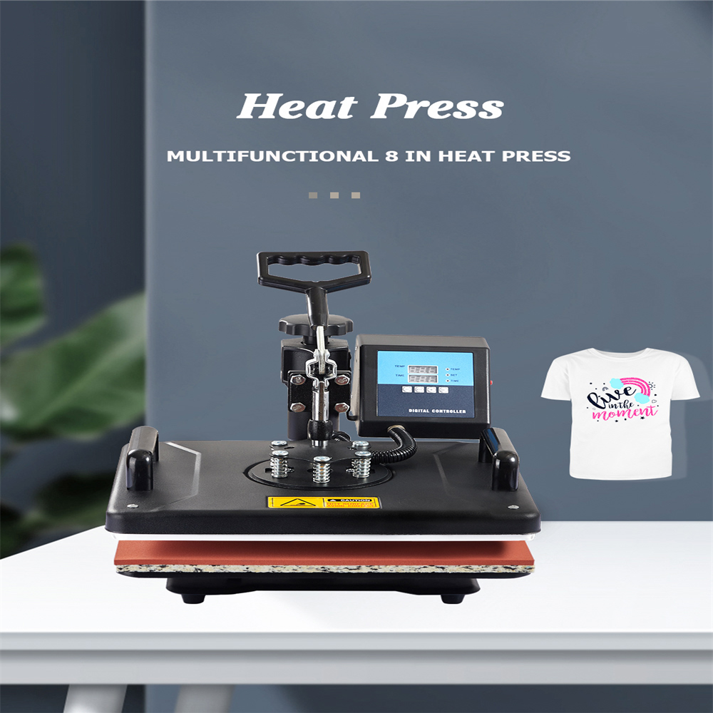 SHUOHAO 30*38CM 5-in-1 Combo Heat Press Printer Sublimation Heat Press Machine for T-shirts Plates Cap Mug Phone Covers