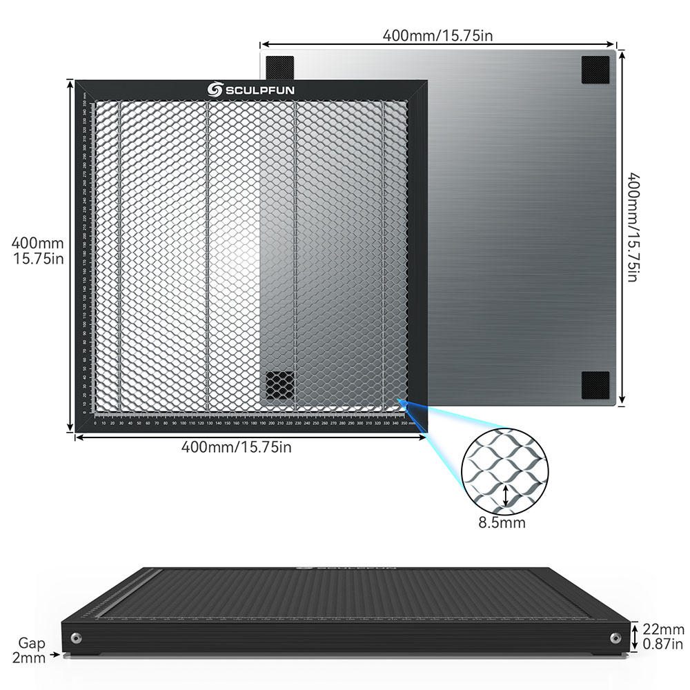 SCULPFUN 400x400mm Laser Cutting Honeycomb Working Table Board Platform for CO2 or diode Laser Engraver Cutting Machine