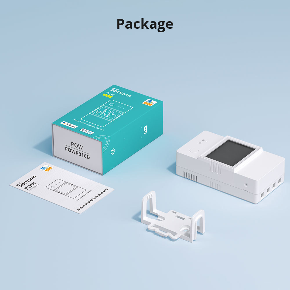 Sonoff POW Elite POWR316D 16A Smart Power Meter Switch, ESP32 Chip, LCD Screen, Overload Protection, App Control