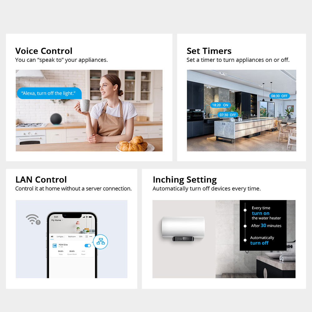 Sonoff POW Elite POWR316D 16A Smart Power Meter Switch, ESP32 Chip, LCD Screen, Overload Protection, App Control