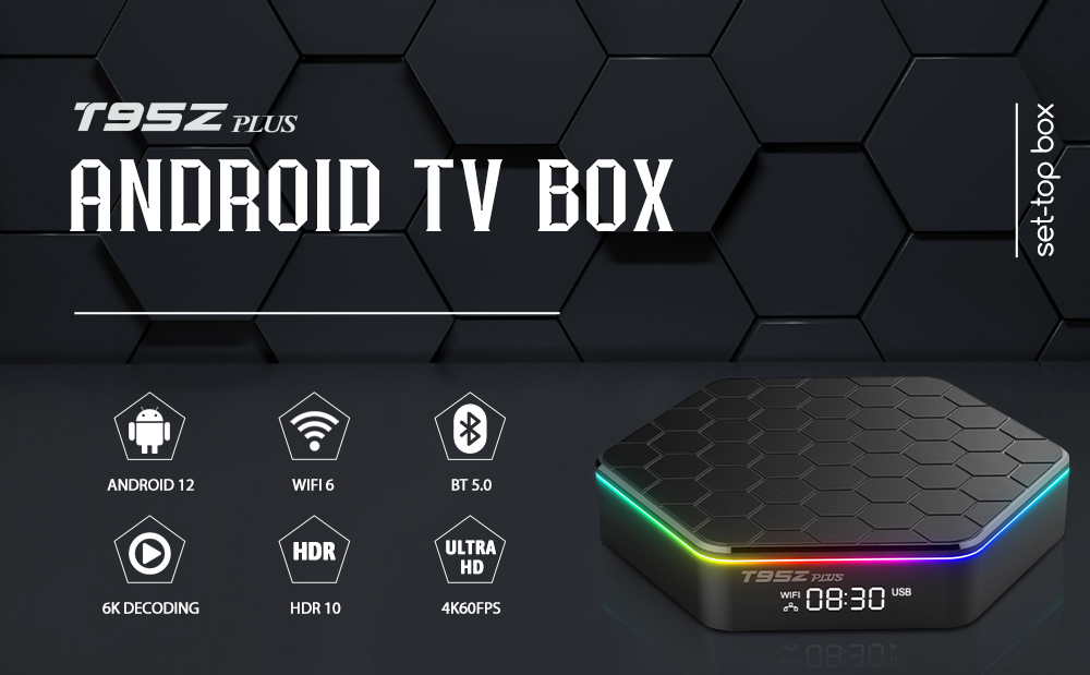 T95Z Plus TV BOX Android 12 Allwinner H618 4GB RAM 64GB ROM 2.4G+5G WIFI Bluetooth 5.0 WiFi 6 - EU Plug