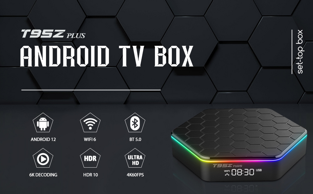 T95Z Plus TV BOX Android 12 Allwinner H618 4GB RAM 64GB ROM 2.4G+5G WIFI Bluetooth 5.0 WiFi 6 - AU Plug