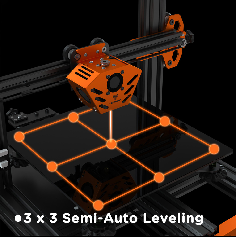 TEVOUP Tarantula Pro 3D Printer, Semi-Automatic Leveling, 0.4mm Nozzle, 0.05mm XY-axis Accuracy, Volcano Hotend, 32-bit Motherboard, 235x235x250mm