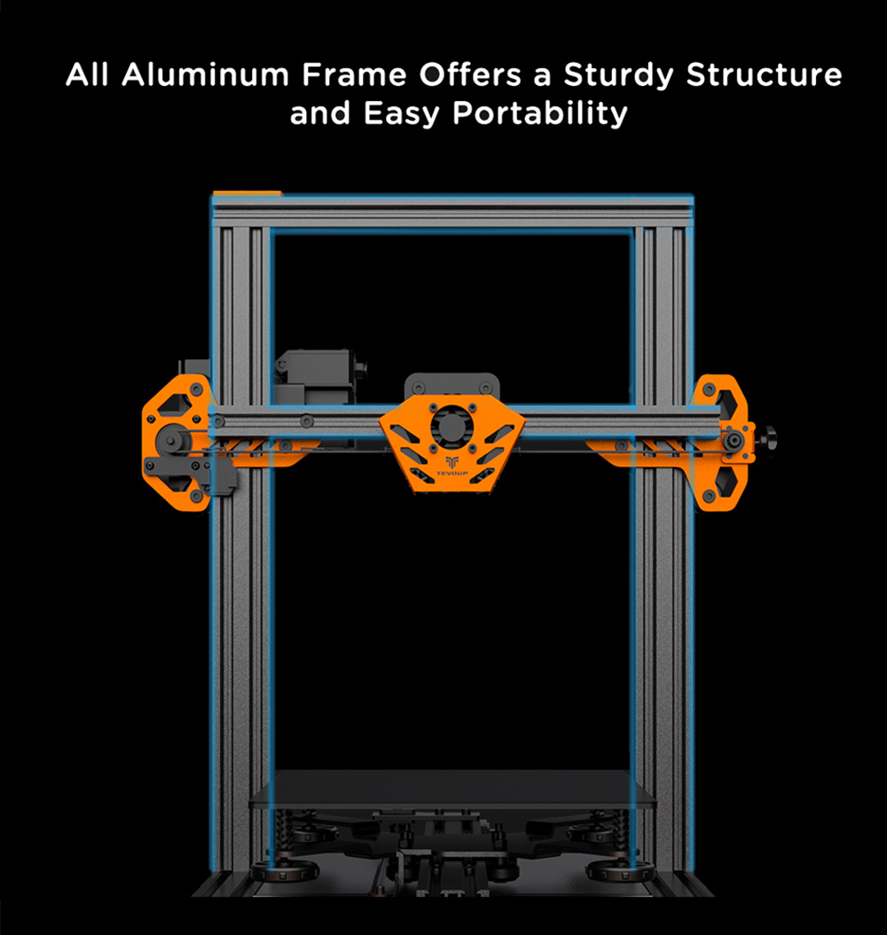 TEVOUP Tarantula Pro 3D Printer, Semi-Automatic Leveling, 0.4mm Nozzle, 0.05mm XY-axis Accuracy, Volcano Hotend, 32-bit Motherboard, 235x235x250mm