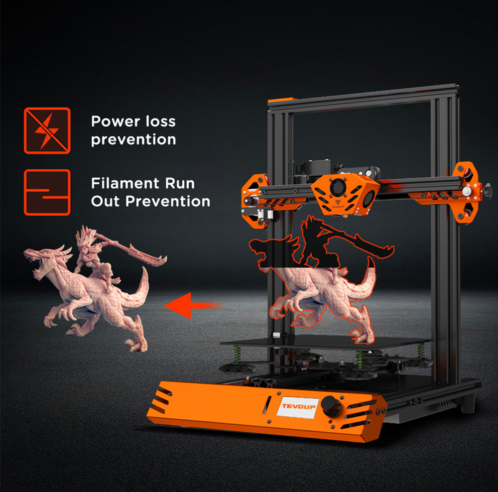 TEVOUP Tarantula Pro 3D Printer, Semi-Automatic Leveling, 0.4mm Nozzle, 0.05mm XY-axis Accuracy, Volcano Hotend, 32-bit Motherboard, 235x235x250mm