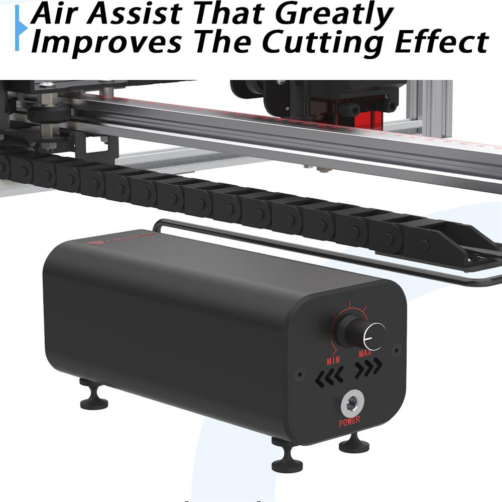 TWO TREES Air Pump Air Assist System for Laser Engravers, 10-30L/min Adjustable Airflow, Low Noise - US Plug