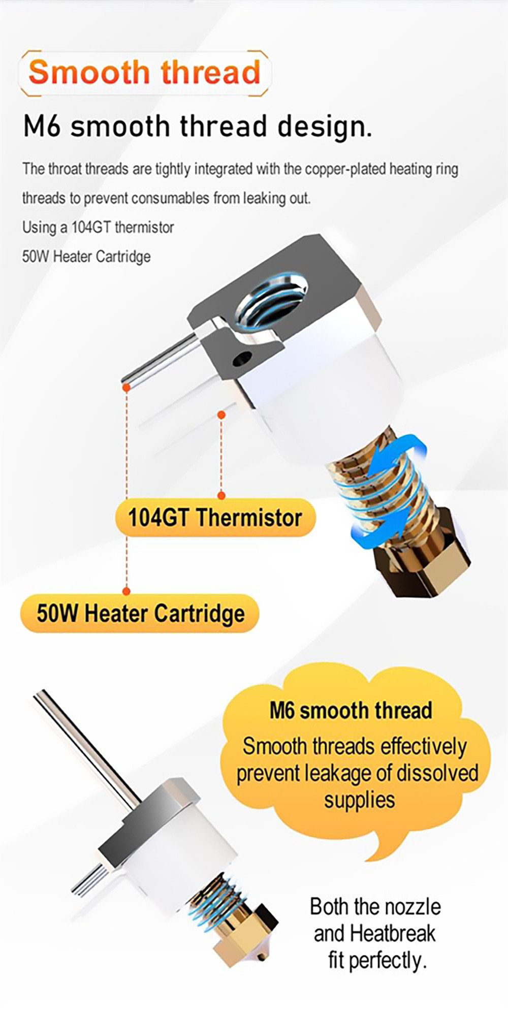 Trianglelab TCHC TD6 Mode A 24V Hot End Ceramic Heating Core V6 Brass Nozzle for CHC TD6 V6 Hotend/DDE DDB Direct Drive//Bowden DDB Extruder