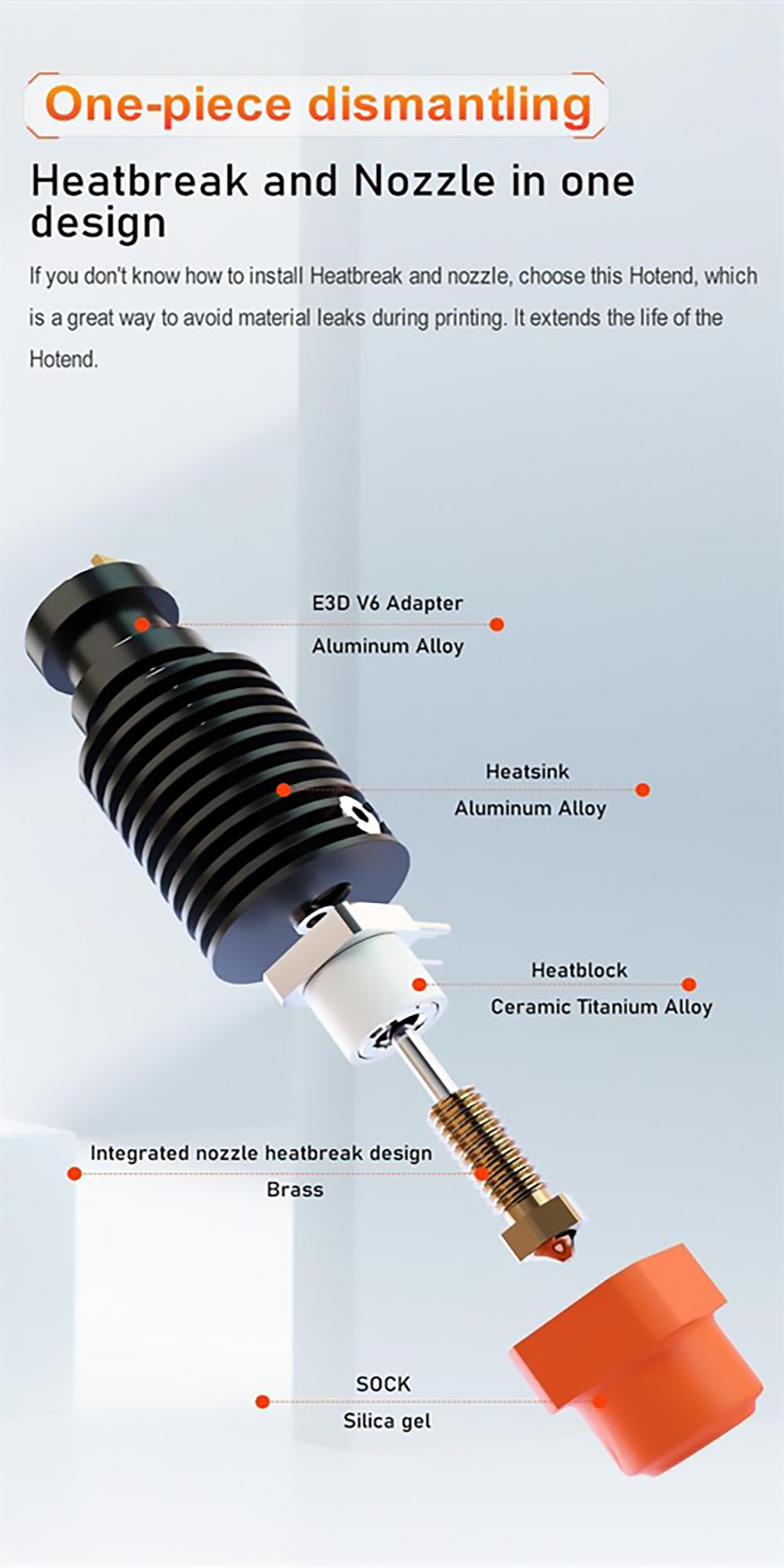 Trianglelab TCHC TD6 Mode A 24V Hot End Ceramic Heating Core V6 Brass Nozzle for CHC TD6 V6 Hotend/DDE DDB Direct Drive//Bowden DDB Extruder