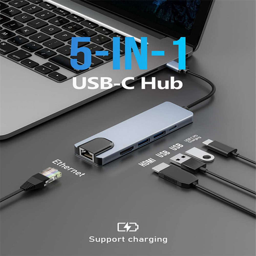 USB Hub Adapter 5 Port Docking Station HDMI for Macbook 5 in 1 Docking Station