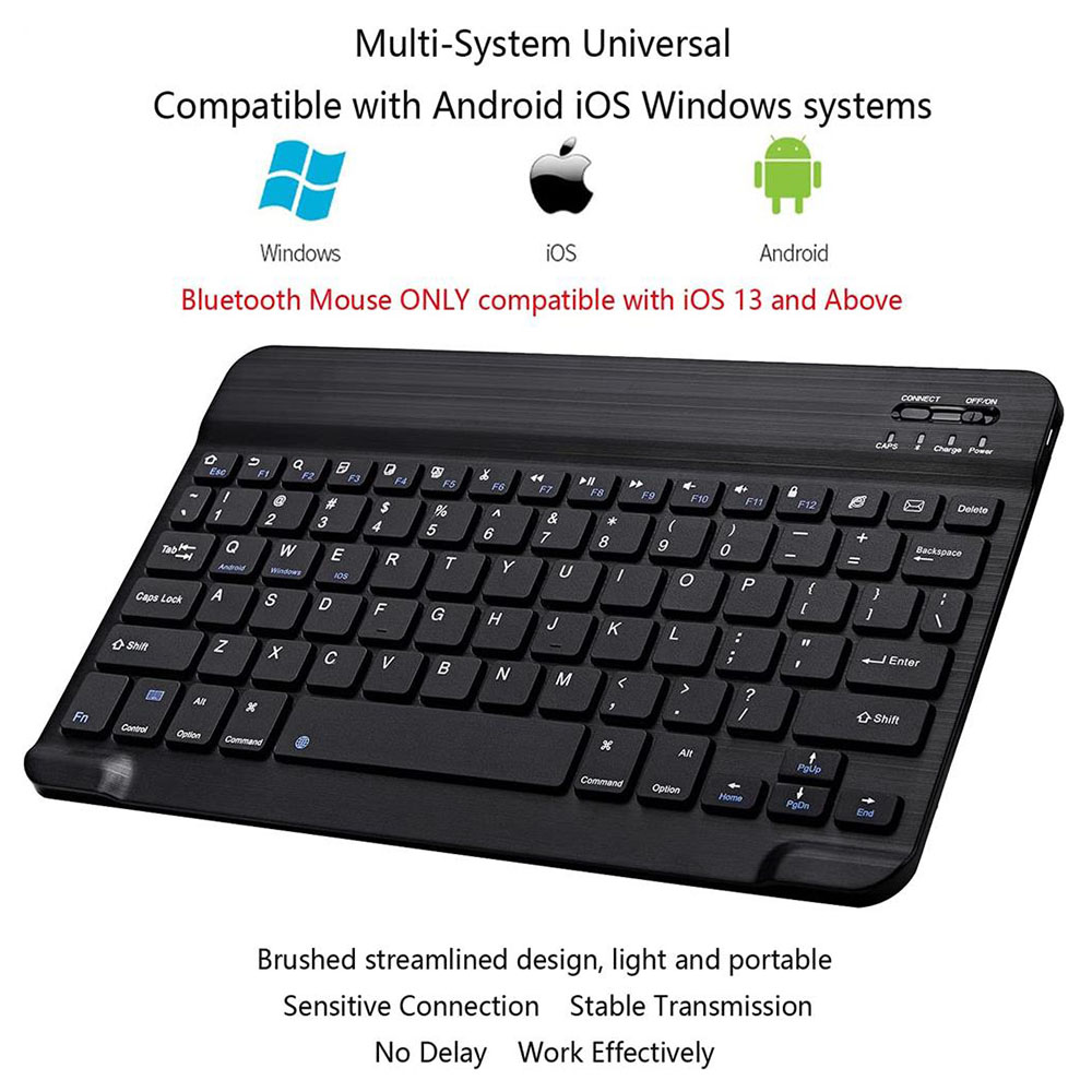 Ultra-Slim Bluetooth Keyboard and Mouse Combo Rechargeable Portable Wireless Keyboard Mouse Set - Black