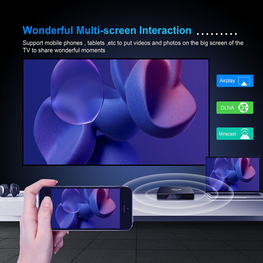 X98H Pro TV BOX Android 12 Allwinner H618 4GB RAM 64GB ROM 2.4G+5G WIFI Bluetooth 5.0 HDMI in WiFi 6 - US Plug