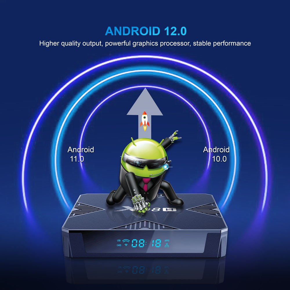 X98H TV BOX Android 12 Allwinner H618 2GB RAM 16GB ROM Bluetooth 5.2 WiFi 6 - EU Plug