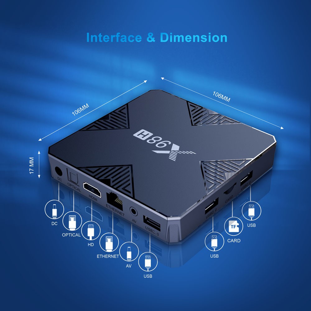 X98H TV BOX Android 12 Allwinner H618 4GB RAM 32GB ROM Bluetooth 5.2 WiFi 6 - EU Plug 21 X98H TV BOX Android 12 Allwinner H618 4GB RAM 32GB ROM Bluetooth 5.2 WiFi 6 - EU Plug