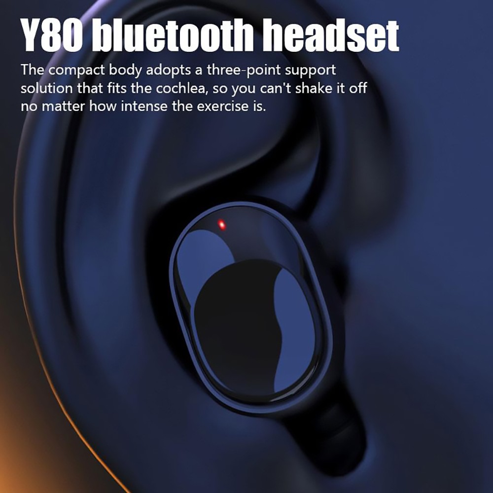 Y80 Bluetooth 5.1 TWS Earphone Wireless Digital Display HD Stereo Sports Headphones Black