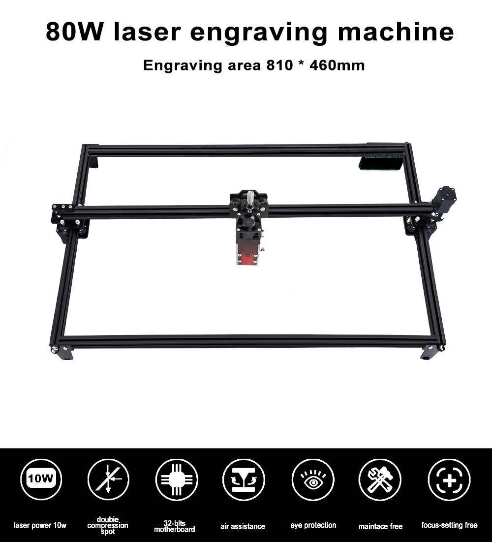 ZBAITU M81 EAIR 10W CNC Laser Engraver, Air Assist, 0.08mm Compressed Spot, Focus Free, Offline Engraving, Cuts 10mm Wood in One Pass, 460*810mm