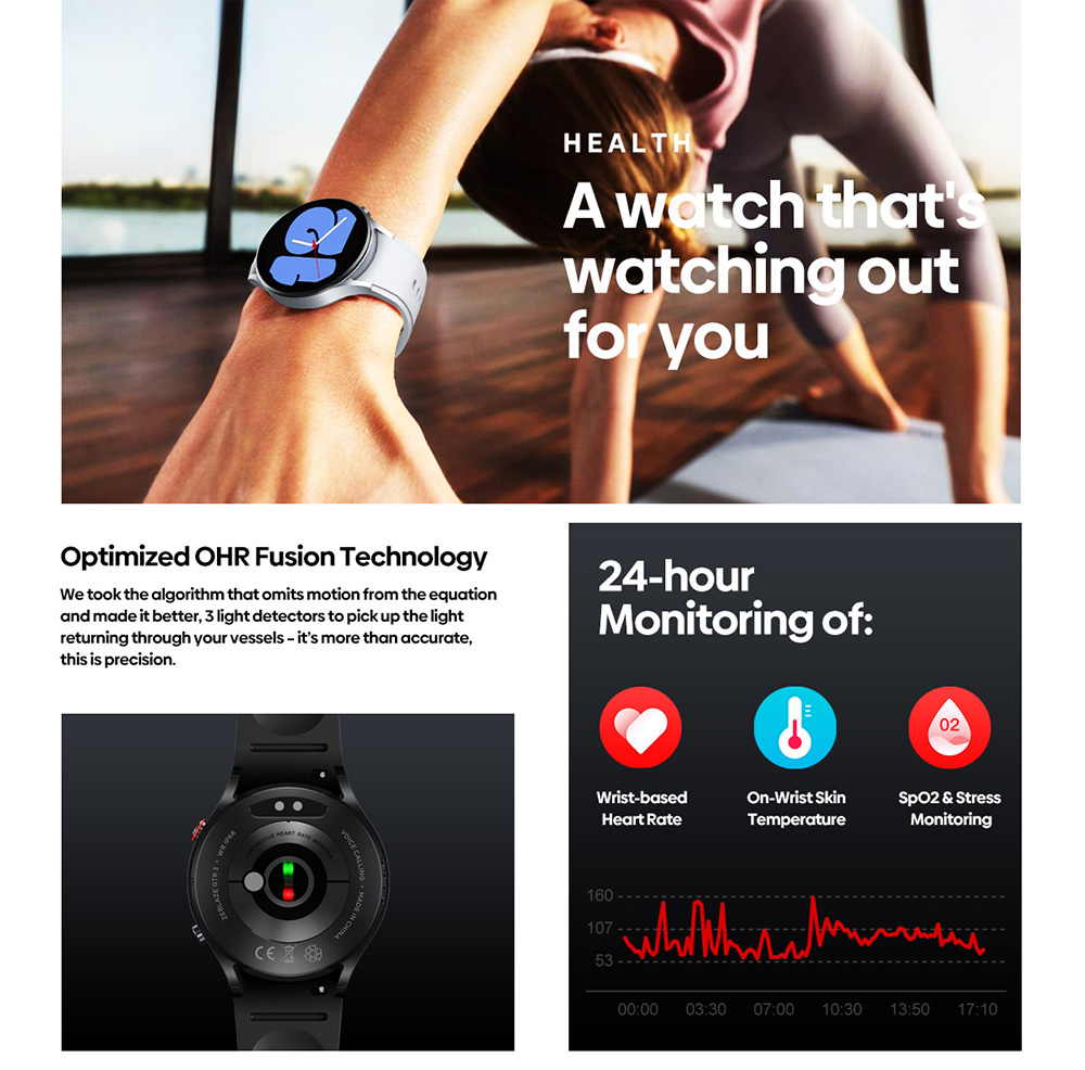 Zeblaze GTR 3 okosóra Bluetooth hanghívásos óra 1,32 hüvelykes IPS képernyős Blood Oxygon monitor - fekete