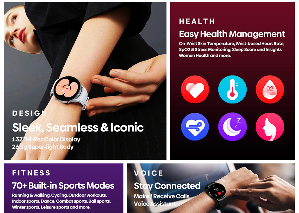 Zeblaze GTR 3 Smartwatch Bluetooth Voice Calling Watch 1.32'' IPS Screen Blood Oxygon Monitor - Grey