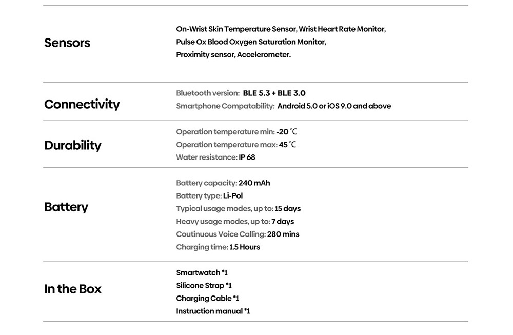 Zeblaze GTR 3 Smartwatch Bluetooth Voice Calling Watch 1.32'' IPS Screen Blood Oxygon Monitor - Grey