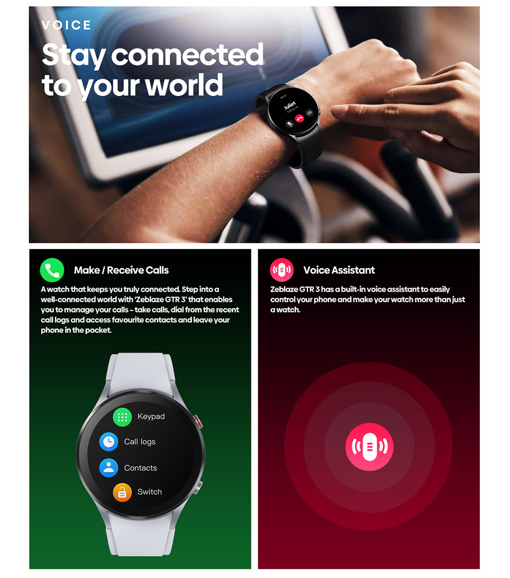 Zeblaze GTR 3 Smartwatch Bluetooth Voice Calling Watch 1.32'' IPS Screen Blood Oxygon Monitor - Grey
