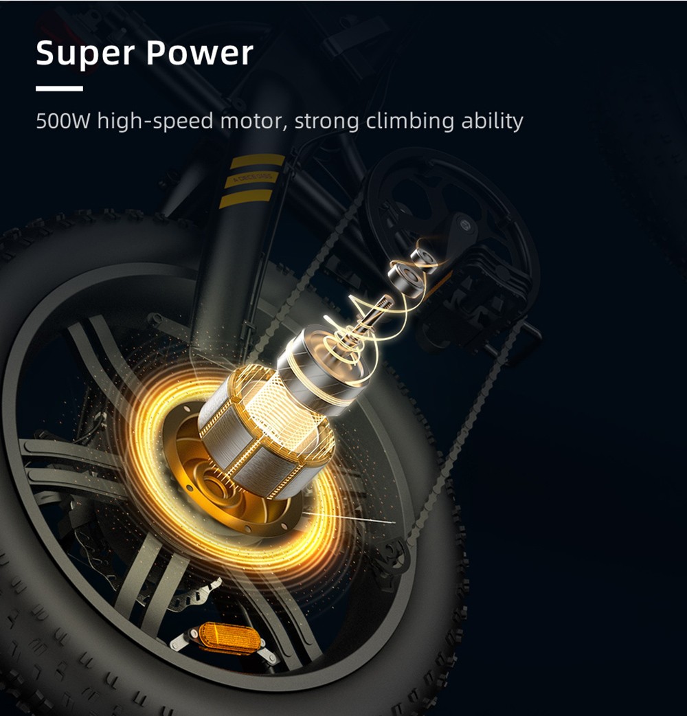 ADO A20F+ International Version Off-road Electric Folding Bike 20*4.0 Inch 500W Brushless DC Motor SHIMANO 7-Speed Rear Derailleur 36V 10.4Ah Removable Battery 25km/h Max Speed Pure Power Up To 50km Range Aluminum Alloy Frame - White 16 ADO A20F+ International Version Off-road Electric Folding Bike 20*4.0 inch 500W Brushless DC Motor SHIMANO 7-Speed Rear Derailleur 36V 10.4Ah Removable Battery 35km/h Max speed Pure power up to 50km Range Aluminum alloy Frame - White