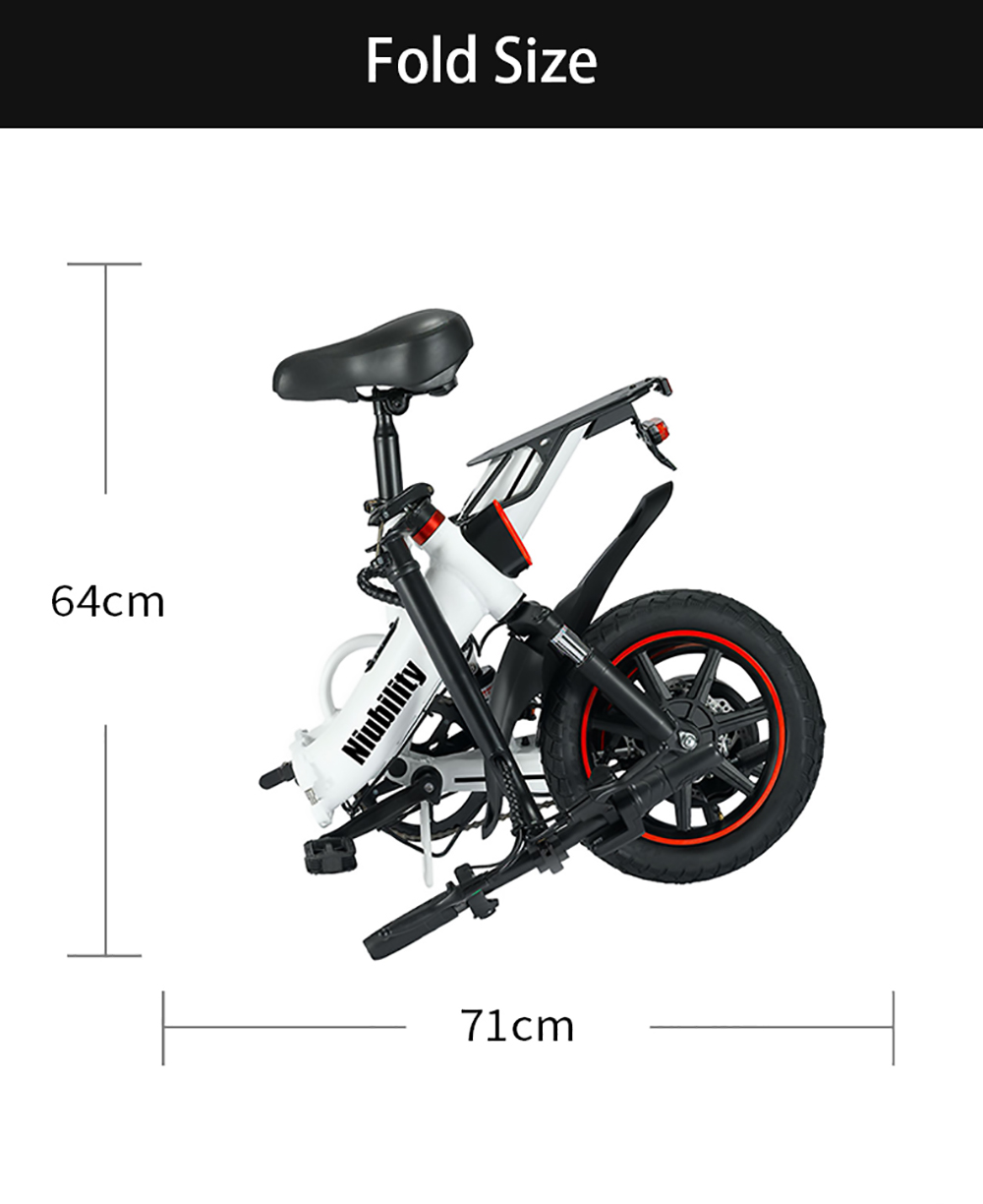 Niubility B14 Electric Moped Folding Bike 14 inch 15Ah Battery up to 100KM Mileage Max 25km/h 400W Motor Double Disc Brake - White