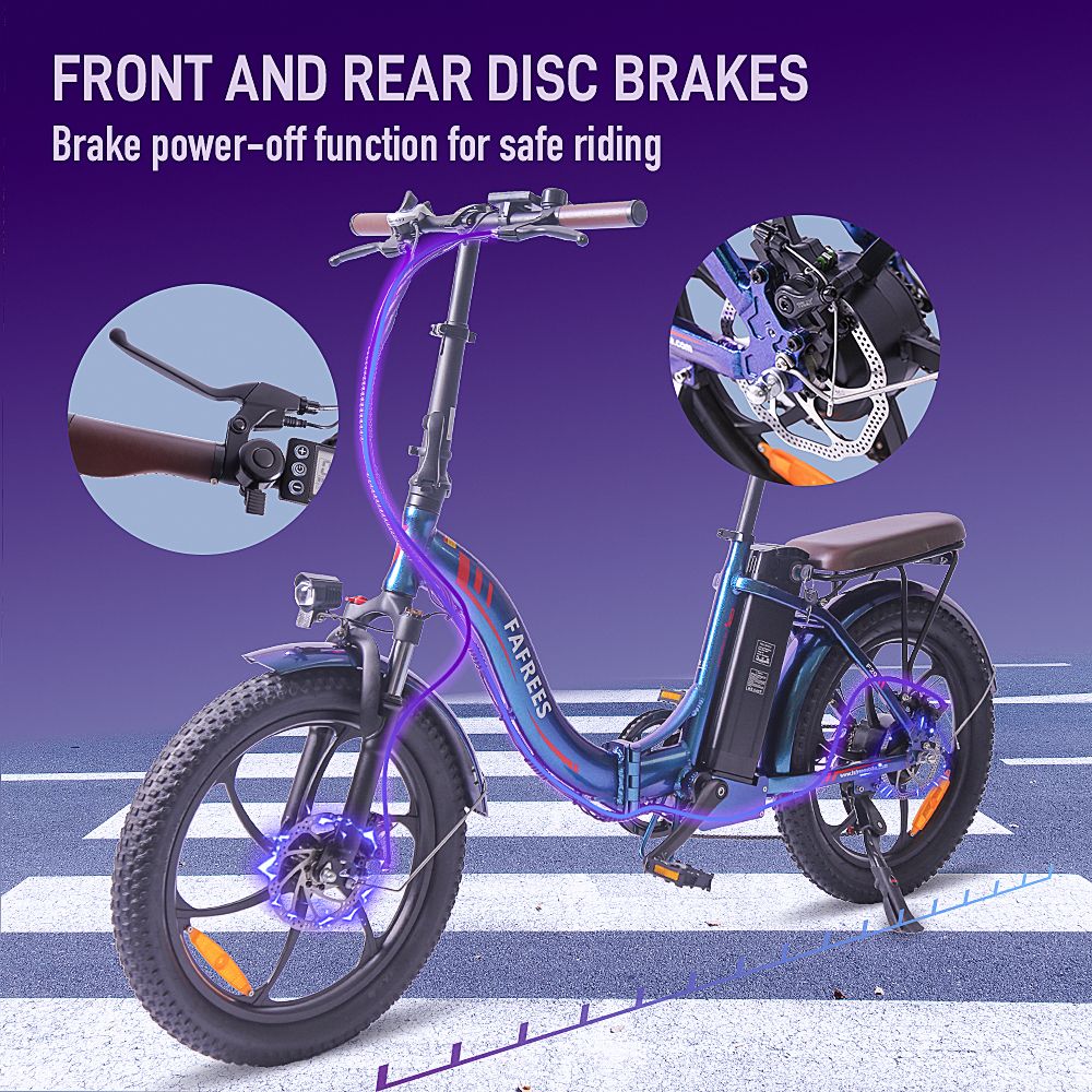 FAFREES F20 Pro Elektrický bicykel 20*3.0 Inch Fat Tire 250W Brushless Motor 25Km/h Max Speed 7-Speed Gears With Removable 36V 18AH Lithium Battery 150KM Max Range Double Disc Brake Folding Frame E-bike - Deep Blue