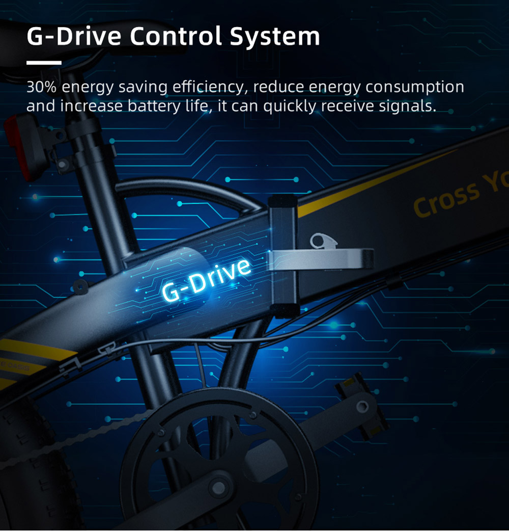 ADO A20F+ International Version Off-road Electric Folding Bike 20*4.0 inch 500W Brushless DC Motor SHIMANO 7-Speed Rear Derailleur 36V 10.4Ah Removable Battery 35km/h Max speed Pure power up to 50km Range Aluminum alloy Frame - Black