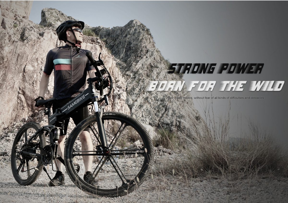 Samebike LO26-II Portable Folding Smart Electric Moped Bike 500W Motor Max 35km/h 26 Inch Tire - White