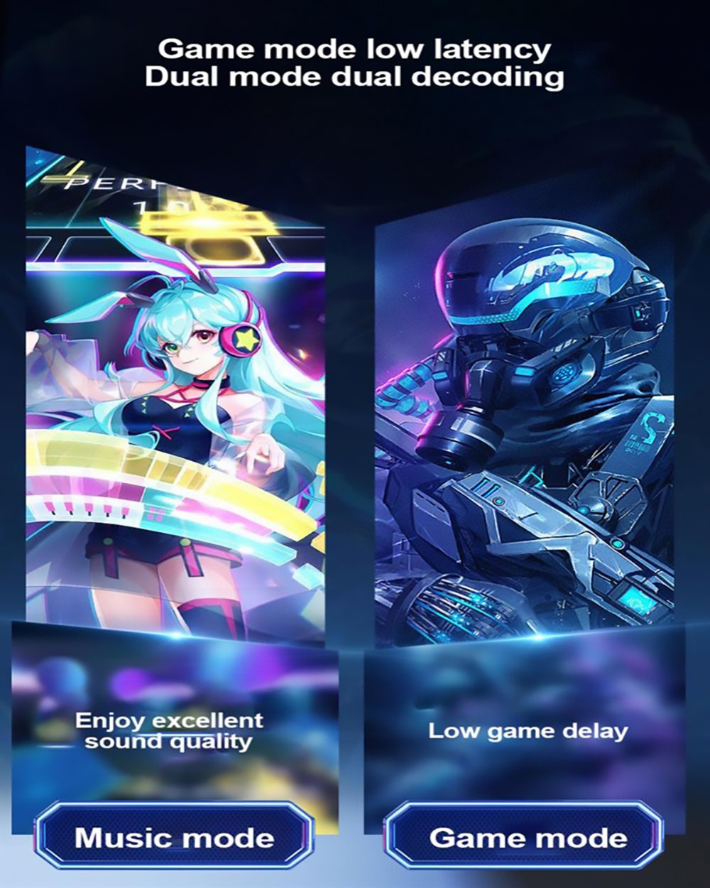 Lenovo GM2 Pro Gaming Earphone Wireless Buletooth Headphone Noise Reduction With Mic for Android IOS Phones - White