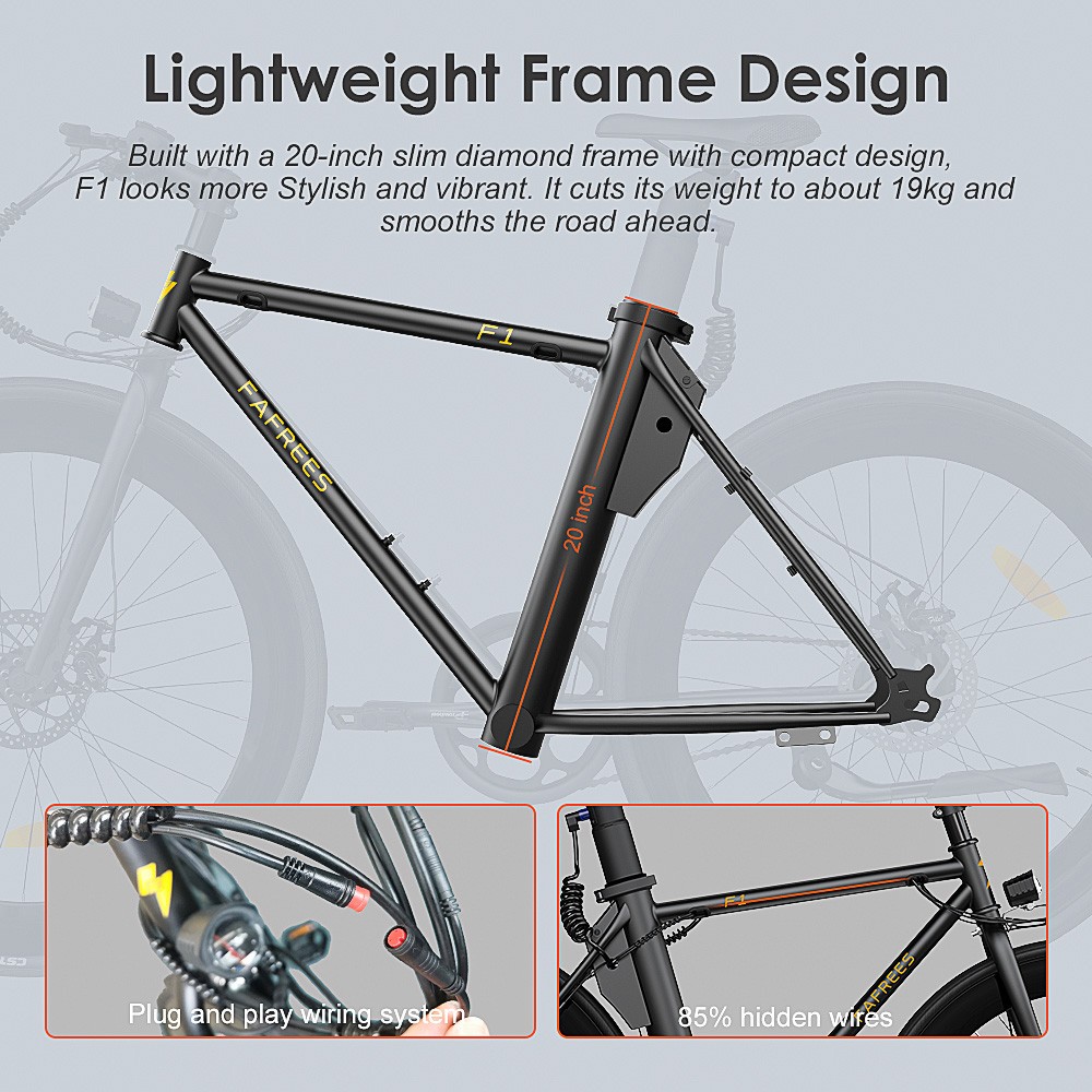 FAFREES F1 Electric Bike 250W Brushless Motor 25km/h Max Speed 9Ah Battery Shimano 7-Speed Transmission - Blue