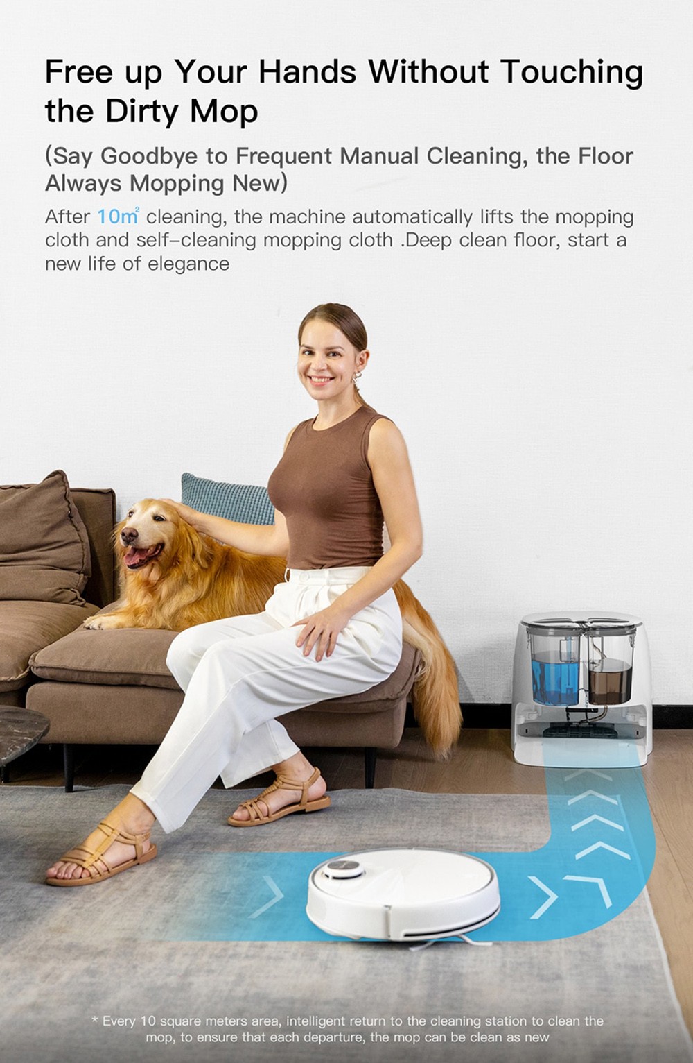 Redroad G10 Self-cleaning Robot Vacuum Cleaner 2800pa Suction High-Frequency Vibrating Mopping Auto Mop Lifting Electrolytic Water Sterilization LDS Navigation TOF Obstacle Avoidance 5200mAh Battery 450ml Dustbin 450ml Water Tank APP Control - White