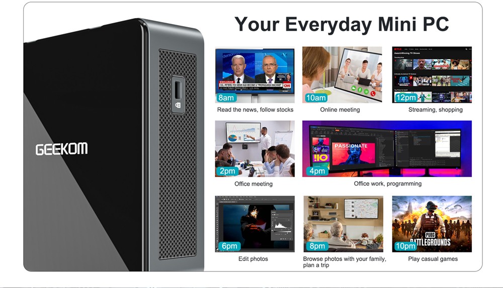 GEEKOM MiniAir 11 MiNi PC intel 11th Gen Celeron N5095 8GB RAM 256GB SSD WiFi 5 Gigabit LAN HDMI DP