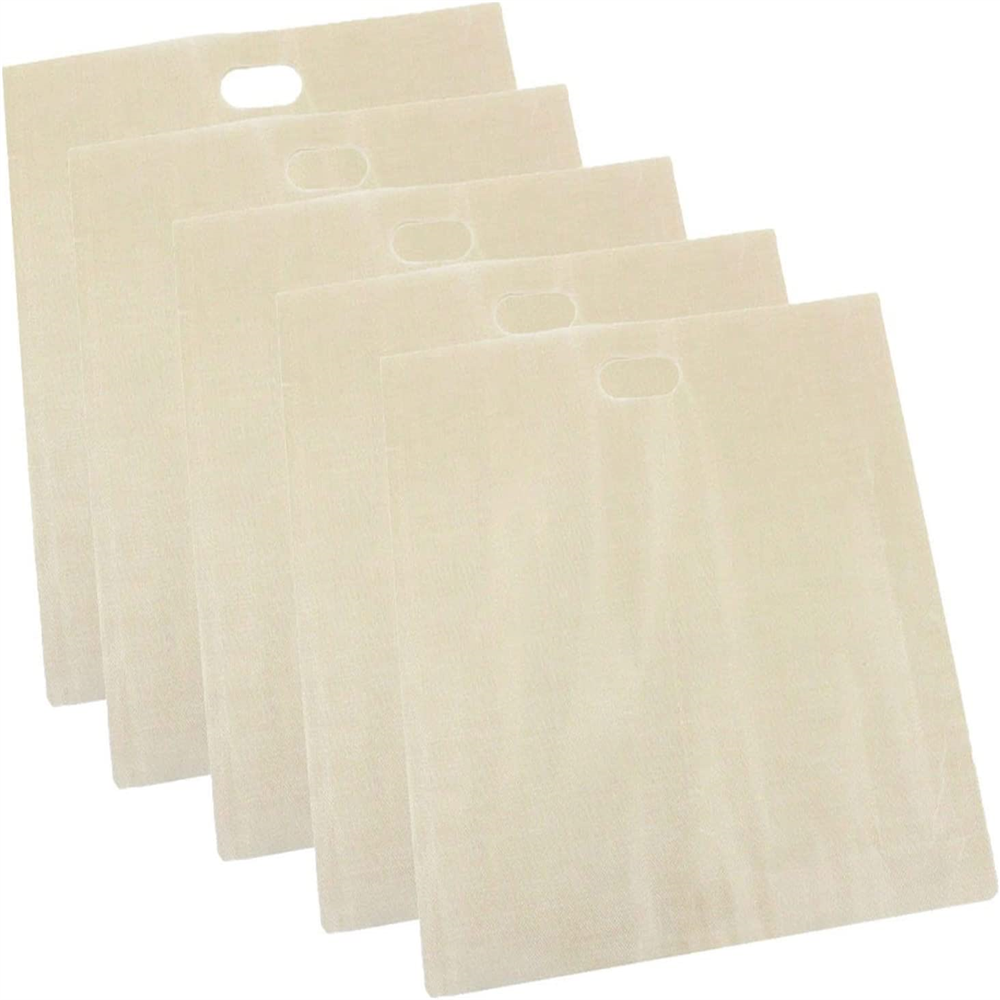 Non-Stick Teflon Toaster Bags, Reusable, Heat Resistant, Microwave BBQ Bag for Grilled Cheese Sandwiches, 10Pcs - Size M