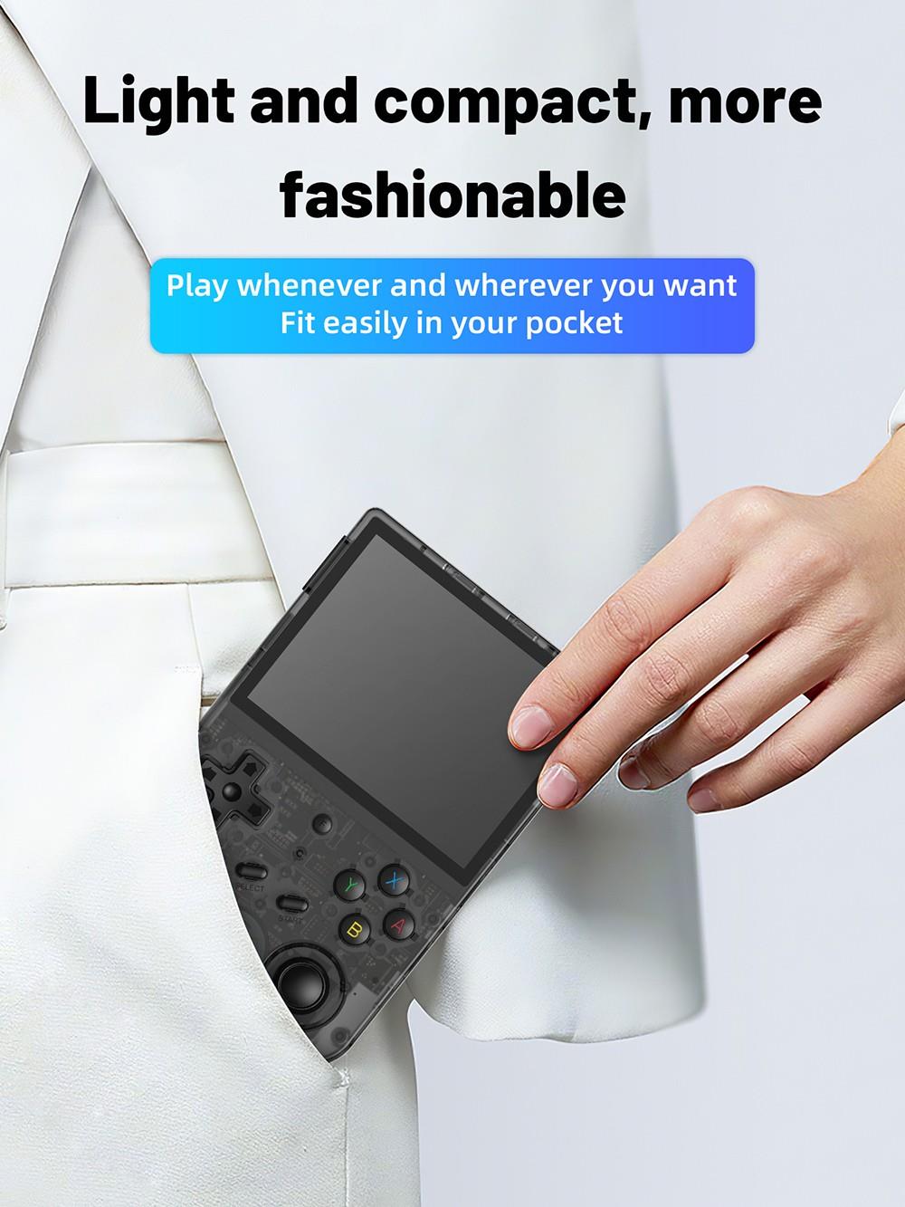 ANBERNIC RG353VS Portable Game Console Android 16GB Linux+128GB Game TF Card 3.5'' IPS Retro WiFi Bluetooth - Black Transparent